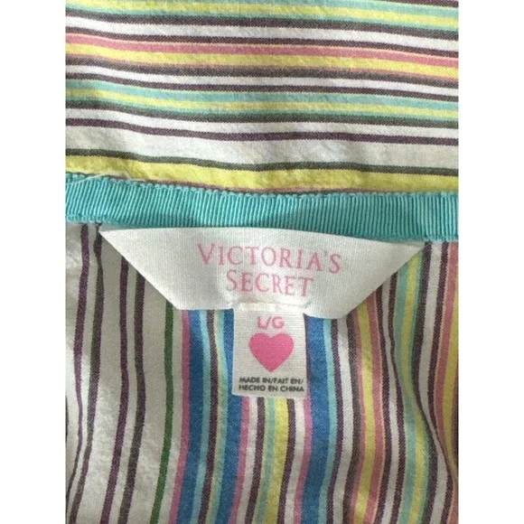 Victoria's Secret Women Size L Stripe Pajama Set Long Sleeve Button Top Pants - Picture 8 of 9
